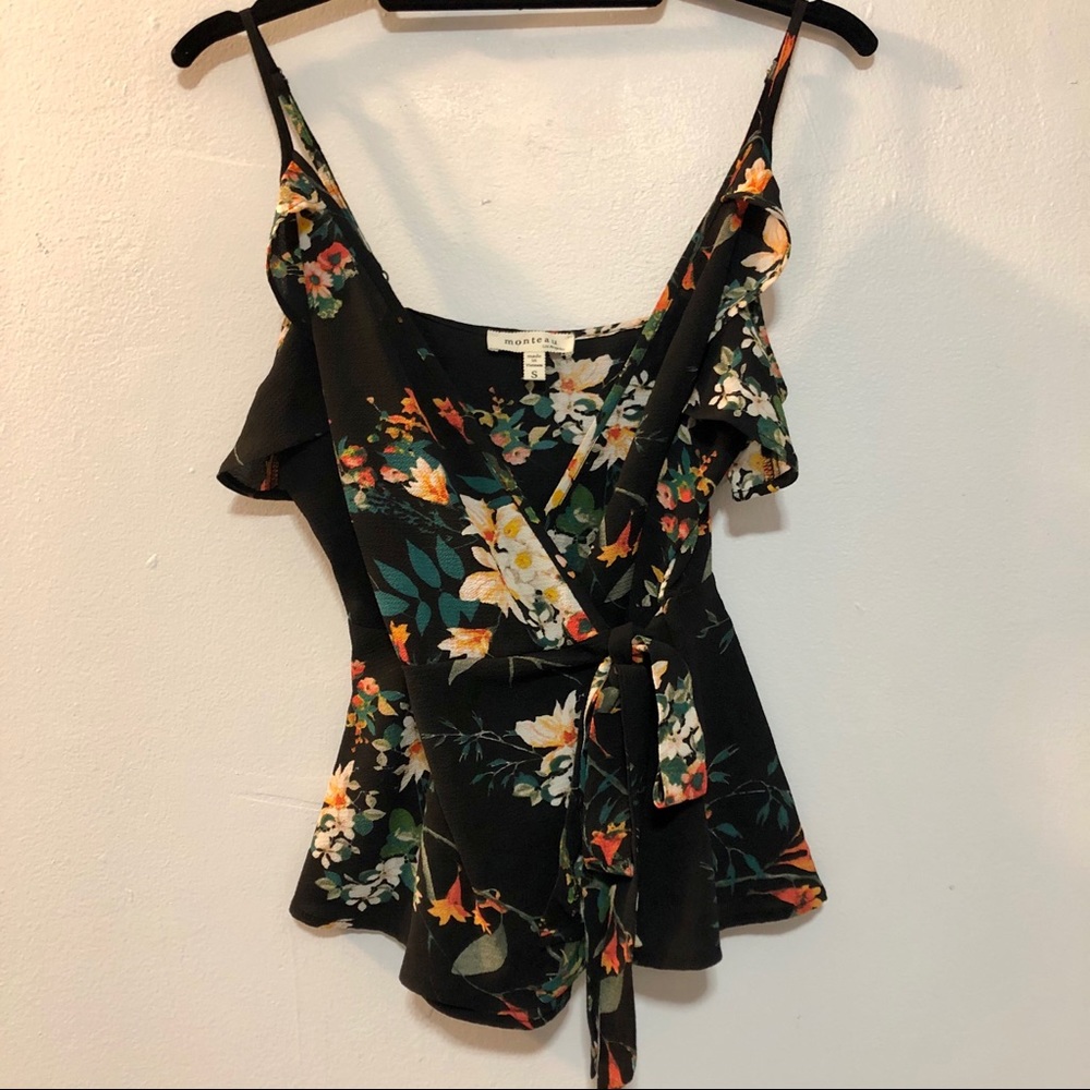 Monteau Floral Wrap Front Tank, size S